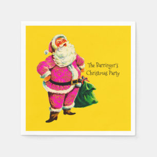 Elegant Vintage pink Santa Christmas Party  Napkins