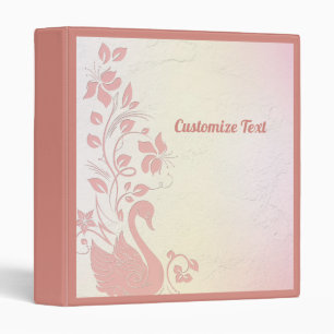 Elegant Vintage Pink Swan Personalize 3 Ring Binder