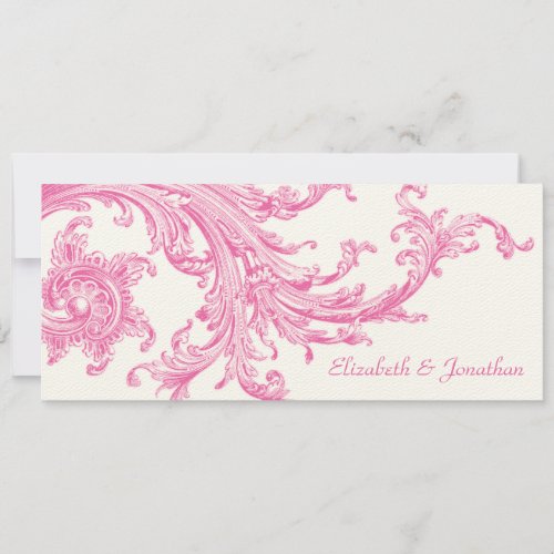 Elegant Vintage Pink Sweep Wedding Invitation