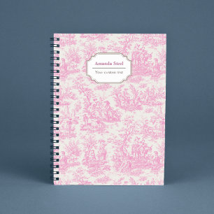 Elegant Vintage Pink Toile De Jouy Pastoral Notebook