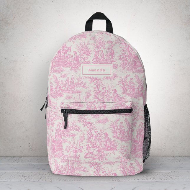 Elegant vintage pink toile de jouy  printed backpack (Creator Uploaded)