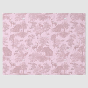 Elegant Vintage Pink Toile Deer Woodland Tissue Paper