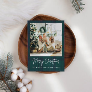 Elegant Vintage Plaid Photo Christmas Holiday Card