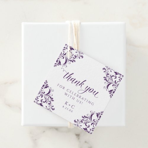 Elegant Vintage Plum Purple Wedding Favor Tags