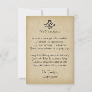 Elegant Vintage Poem Sympathy Thank You Notes