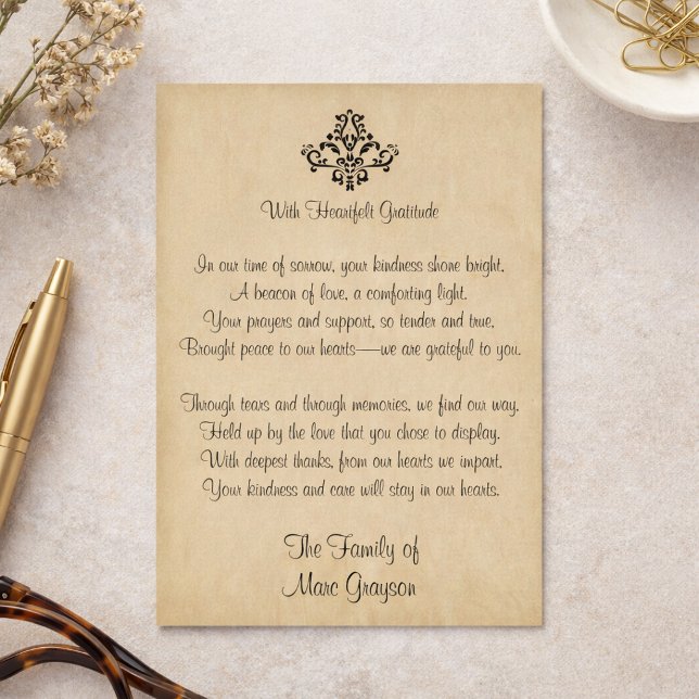Elegant Vintage Poem Sympathy Thank You Notes (Creator Uploaded)
