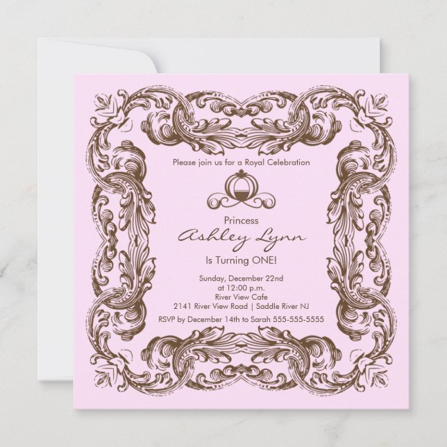 Elegant Vintage Princess Birthday Party Invitation (Front)