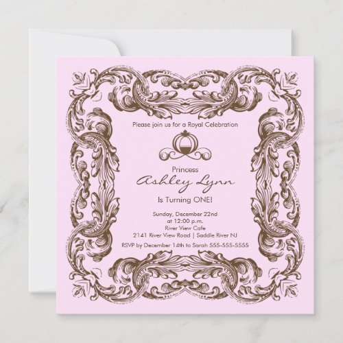 Elegant Vintage Princess Birthday Party Invitation