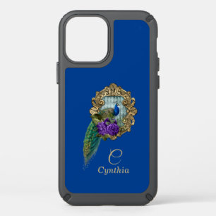 Elegant Vintage Purple and Green Framed Peacock Speck iPhone 12 Case