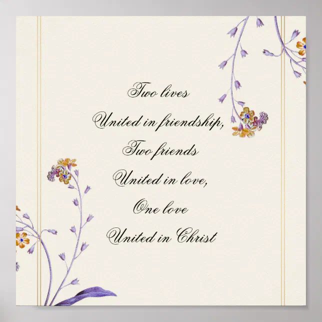 Elegant Vintage Purple Beige Floral Inspirational Poster | Zazzle