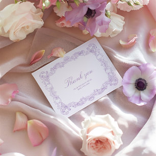 Elegant Vintage Purple Bridal Shower Thank You Card