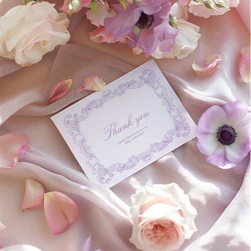 Elegant Vintage Purple Bridal Shower Thank You Card
