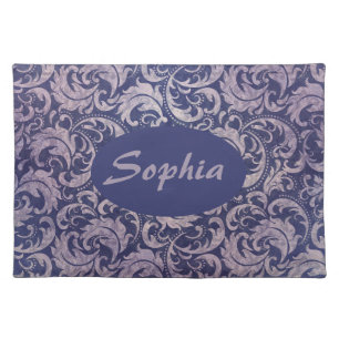 Elegant Vintage Purple Damask Pattern Cloth Placemat