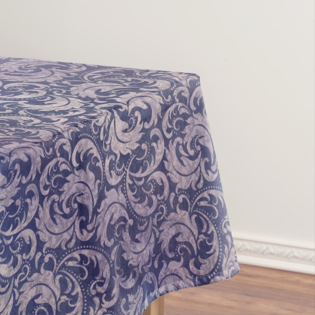 Elegant Vintage Purple Damask Pattern Tablecloth (In Situ)