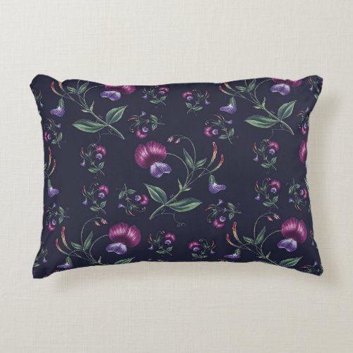 Elegant Vintage Purple Orchids Floral Pattern  Accent Pillow