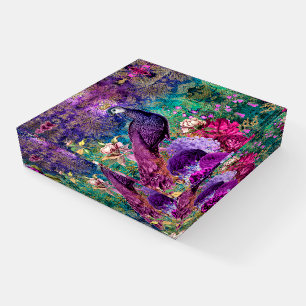 Elegant Vintage Purple Peacock Green Teal Paperweight