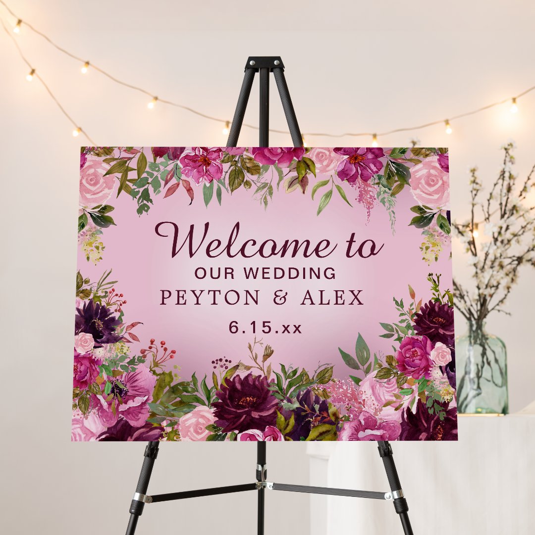Elegant Vintage Purple Pink Floral Roses Wedding Foam Board Zazzle