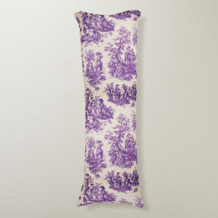 Elegant vintage purple toile de jouy body pillow