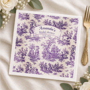 Elegant vintage purple toile de jouy Bridal shower Napkins