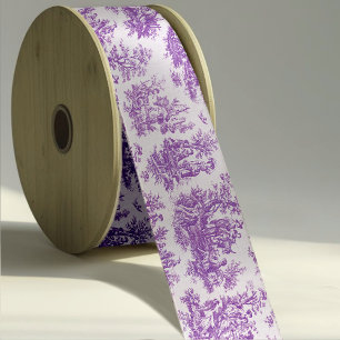 Elegant vintage purple toile de jouy grosgrain ribbon