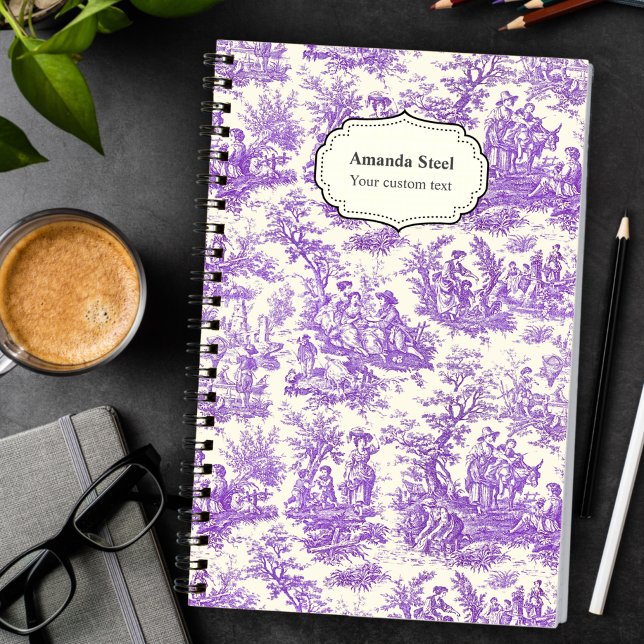 Elegant vintage purple toile de jouy small notebook (Creator Uploaded)