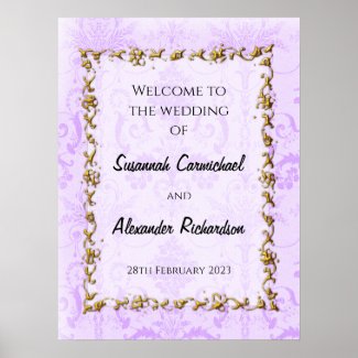 Elegant Vintage Purple Wedding Welcome