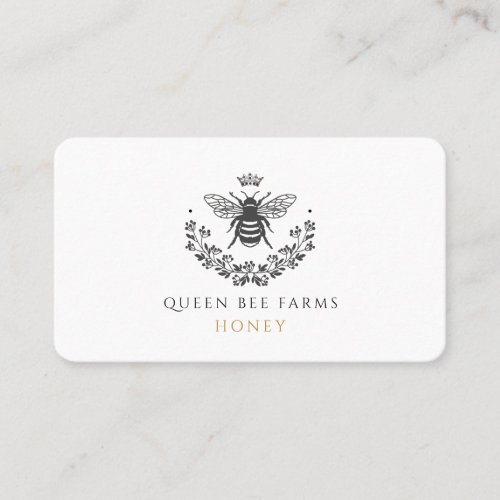 Elegant Vintage Queen Bee Honey Black White Gold  Business Card
