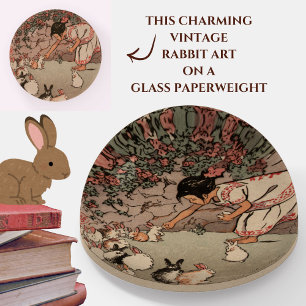 Elegant Vintage Rabbit Art Cute Cottagecore Paperweight