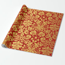 Elegant Vintage Red and Gold Royal Damask Pattern