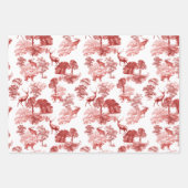 Elegant Vintage Red Deer Fox Country Toile Wrapping Paper Sheets (Front 3)