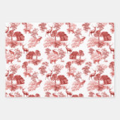 Elegant Vintage Red Deer Fox Country Toile Wrapping Paper Sheets (Front 2)