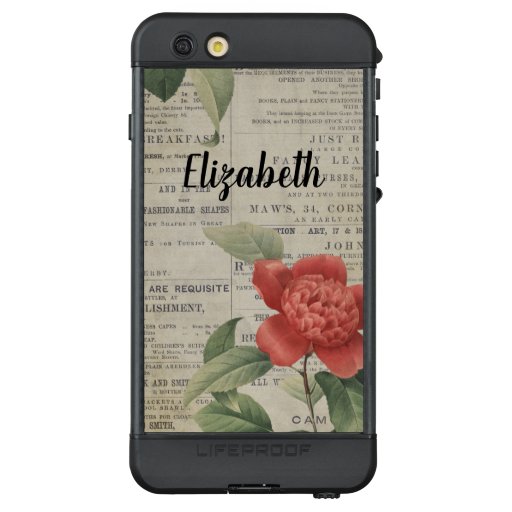 Elegant Vintage Red Floral LifeProof NÜÜD iPhone 6s Plus Case