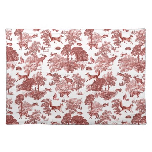 Elegant Vintage Red Fox Rabbit Country Toile Cloth Placemat