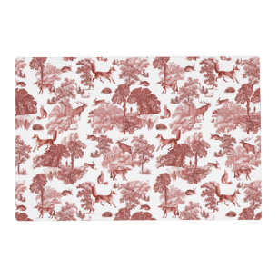 Elegant Vintage Red Fox Rabbit Country Toile Placemat