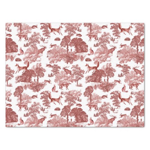 Elegant Vintage Red Fox Rabbit Country Toile Tissue Paper