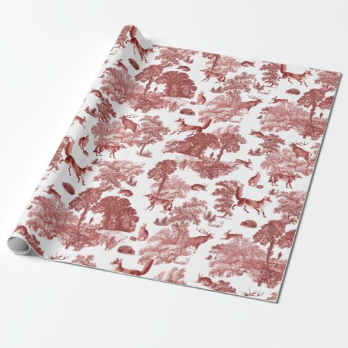 Elegant Vintage Red Fox Rabbit Country Toile Wrapping Paper