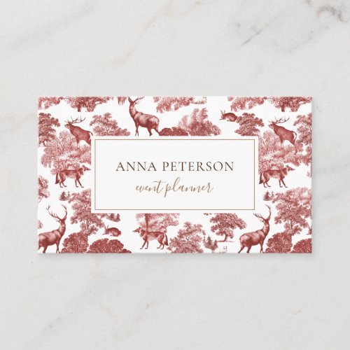 Elegant Vintage Red French Country Toile Deer Business Card