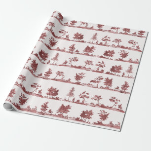 Elegant Vintage Red Horse Hunting Toile Wrapping Paper