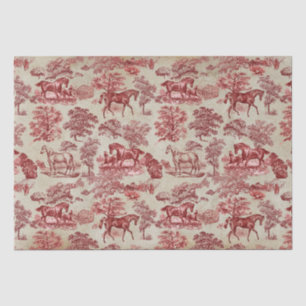 Elegant Vintage Red Horse Toile Kraft Tissue Paper