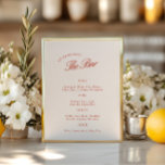 Elegant Vintage Red & Ivory Wedding Bar Menu<br><div class="desc">With a warm vintage feel and soft red and ivory tones, this design brings a welcoming touch to your celebration. It clearly shows your drink selections and fits naturally with your décor, gently guiding your guests through the evening. Personalize this elegant sign, click «Details». To move the text or change...</div>