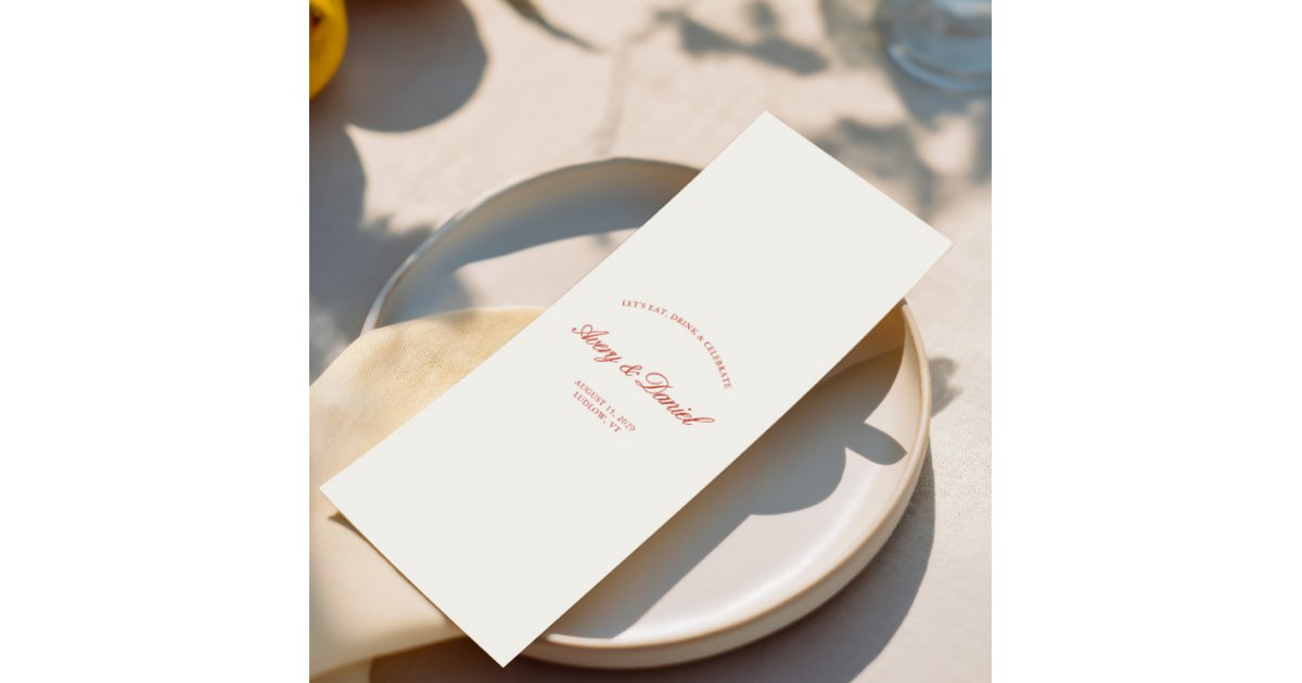 Elegant Vintage Red & Ivory Wedding Dinner Menu | Zazzle