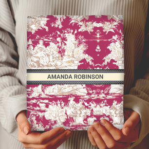 Elegant vintage red lake toile de jouy monogram wrapping paper sheets