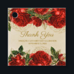 Elegant Vintage Red Roses 16th Birthday Thank You  Favor Tags<br><div class="desc">Elegant and stylish,  vintage red roses and greenery on rustic champagne/tan-colored 16th birthday party "Thank you" gift tag.  Personalized with her name and a "Thank you".</div>