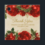 Elegant Vintage Red Roses 16th Birthday Thank You  Favor Tags<br><div class="desc">Elegant and stylish,  vintage red roses and greenery on rustic champagne/tan-colored 16th birthday party "Thank you" gift tag.  Personalized with her name and a "Thank you".</div>