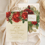 Elegant Vintage Red Roses 80th Birthday Invitation<br><div class="desc">Beautiful,  elegant vintage red roses birthday 80th birthday party invitation.</div>