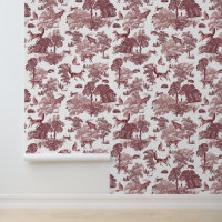 Elegant Vintage Red Toile Fox Forest Animals