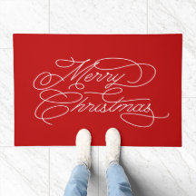 Elegant Vintage Red Typographic Merry Christmas