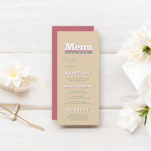 Elegant Vintage Retro 70s Groovy Modern Wedding Menu