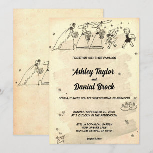 Elegant Vintage Retro Bridesmaids Classic Wedding Invitation