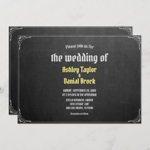 Elegant Vintage Retro Chalkboard Script Wedding Invitation